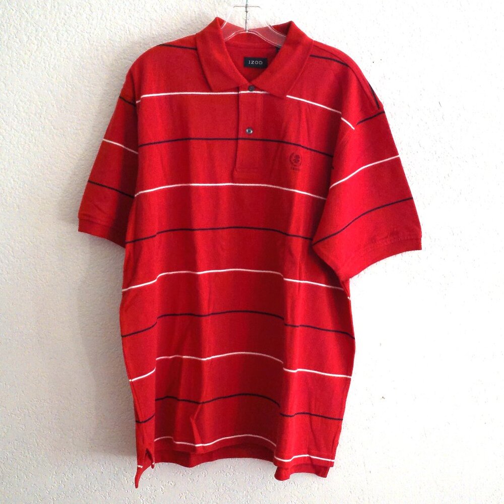 Izod Men T-shirt, Red, white and blue stripe